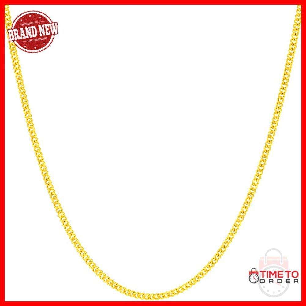 24k Gold Plated Curb Link Chain Necklace 24 Inch Lobster Clasp